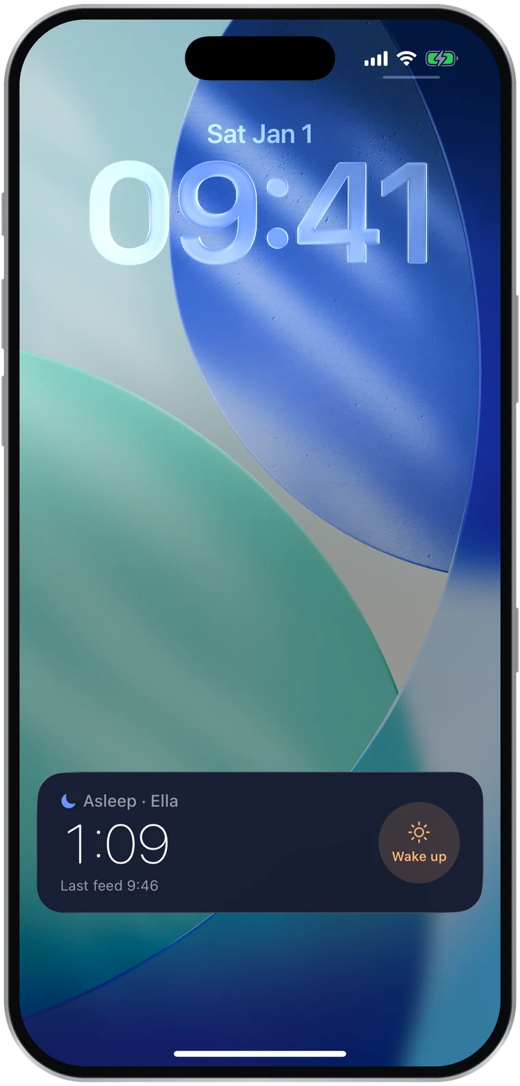 Lock screen with Slumbo's live sleep timer and a Wake up button.
